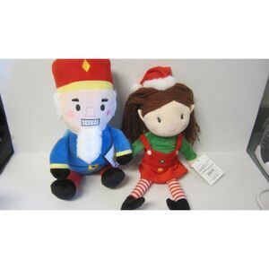 NWT 2 ADORABLE CHRISTMAS PLUSH NUTCRACKER AND LITTLE GIRL BY LINZY TOYS